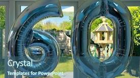  Presentation with 60th birthday - Theme having helium - 60th birthday inflatable balloons background and a ocean colored foreground