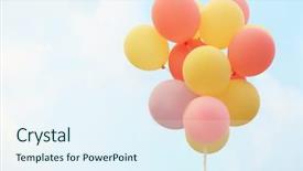  Presentation with helium - Theme consisting of helium - air balloons on sky background background and a sky blue colored foreground