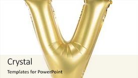  Presentation with vapor font - Amazing PPT theme having helium balloons - gold balloon font part backdrop and a blonde colored foreground