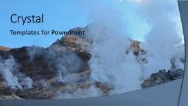  Presentation with hell - Colorful presentation enhanced with hell valley in noboribetsu of japan backdrop and a light blue colored foreground