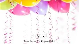  Presentation with birthday celebration - Amazing presentation theme having hellium ballons - balloons with streamers for birthday backdrop and a white colored foreground