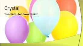  Presentation with pink and white balloons - Slide deck enhanced with hellium ballons - color balloons isolated on white background and a  colored foreground