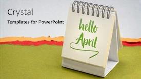  Presentation with desktop - Presentation theme featuring hello-april-note background and a light gray colored foreground