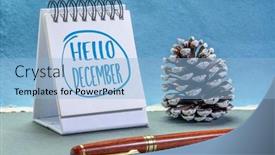  Presentation with pine cone - PPT layouts consisting of hello-december-greeting-card-handwriting background and a light blue colored foreground