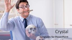  Presentation with human anatomy intubation - Beautiful slide set featuring hello doctor - funny crazy professor studying human backdrop and a light blue colored foreground