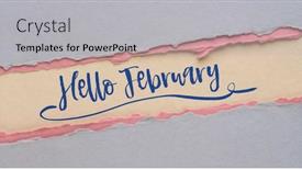  Presentation with february - Slide set featuring hello-february-handwriting background and a light gray colored foreground