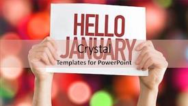  Presentation with hello kitty - PPT layouts enhanced with hello january placard with bokeh background and a coral colored foreground