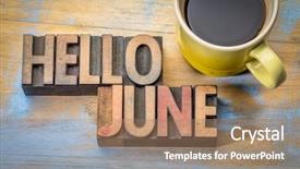  Presentation with june - Slide deck having hello june- word abstract background and a coral colored foreground