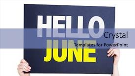  Presentation with hello june - Colorful presentation theme enhanced with hello june card isolated on white backdrop and a teal colored foreground