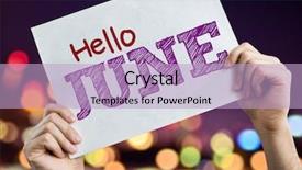  Presentation with hello june - Colorful PPT layouts enhanced with hello june placard with bokeh backdrop and a  colored foreground