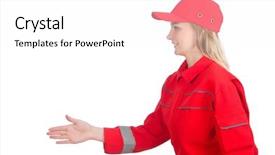  Presentation with textile industry white - Cool new presentation with hello kity - woman in industrial concept isolated backdrop and a  colored foreground