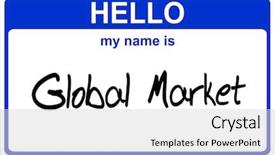  Presentation with blue global - Cool new theme with hello my name is global backdrop and a light gray colored foreground