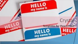  Presentation with name - Slides enhanced with hello-my-name-is-name background and a coral colored foreground