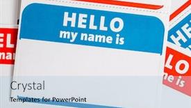  Presentation with name - Audience pleasing presentation theme consisting of hello-my-name-is-name backdrop and a light blue colored foreground