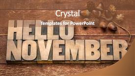 Presentation with november - PPT theme featuring hello november greeting card - letterpress background and a tawny brown colored foreground