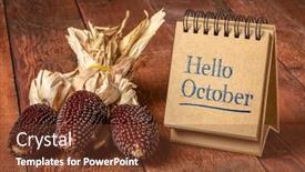  Presentation with october - Slide deck with hello-october-welcome-note-handwriting background and a tawny brown colored foreground