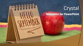  Presentation with abstract red - Slides consisting of hello-september-greeting-note-handwriting background and a ocean colored foreground