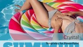  Presentation with summer party - Presentation theme enhanced with hello-summer-text-and-low background and a light blue colored foreground