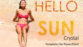  Presentation with girl design - Presentation theme consisting of hello sun written on water background and a lemonade colored foreground