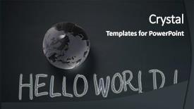  Presentation with facts and myths concept word - Slide deck featuring hello to the world concept background and a dark gray colored foreground