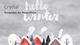  Presentation with village - Presentation theme featuring hello-winter-winter-landscape background and a light gray colored foreground