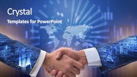  Presentation with handshake - PPT layouts consisting of hello world - handshake concept - business metaphor background and a teal colored foreground