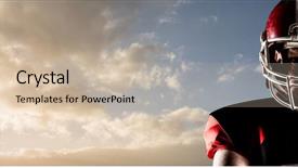  Presentation with american football and helmet on field - PPT layouts featuring helmet against cloudy sky background and a  colored foreground