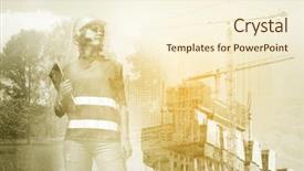  Presentation with smart building iot - Audience pleasing presentation theme consisting of helmet and building site collage backdrop and a cream colored foreground