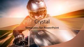  Presentation with road racing - Presentation theme featuring helmet and leather jacket racing background and a coral colored foreground