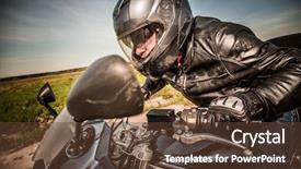  Presentation with road racing - Colorful presentation theme enhanced with helmet and leather jacket racing backdrop and a tawny brown colored foreground