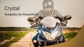  Presentation with road racing - Presentation theme enhanced with helmet and leather jacket racing background and a  colored foreground