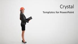  Presentation with construction materials - Audience pleasing theme consisting of helmet holding materials in black backdrop and a white colored foreground