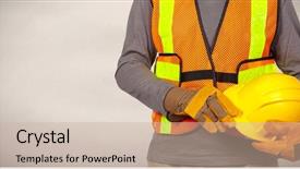  Presentation with security - Presentation theme enhanced with helmet in orange security background and a soft green colored foreground