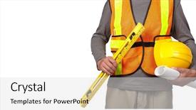  Presentation with security - Slides enhanced with helmet in orange security background and a light gray colored foreground