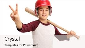  Presentation with person help sign poverty - Audience pleasing PPT layouts consisting of helmet making a victory sign backdrop and a sky blue colored foreground