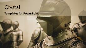  Presentation with armor - Colorful PPT theme enhanced with helmet medieval iron armor spanish backdrop and a coral colored foreground