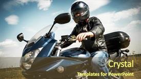  Presentation with bike - Theme enhanced with helmet motorcycle - biker man sits background and a tawny brown colored foreground