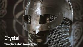  Presentation with conflict - Colorful presentation enhanced with helmet of viking warrior backdrop and a dark gray colored foreground