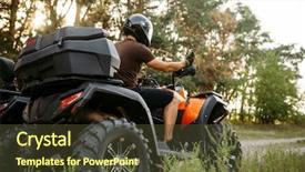  Presentation with rider - Colorful slide deck enhanced with rider in helmet on quad backdrop and a tawny brown colored foreground