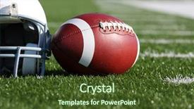  Presentation with sports field - Colorful theme enhanced with helmet on the field backdrop and a tawny brown colored foreground