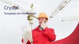  Presentation with radio tower - Slide deck featuring helmet operating with tower crane background and a sky blue colored foreground