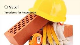  Presentation with white bricks - PPT layouts with helmet roulette bricks and gloves background and a yellow colored foreground