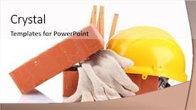  Presentation with white bricks - Cool new PPT theme with helmet roulette bricks and gloves backdrop and a white colored foreground