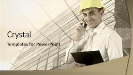  Presentation with architect - Amazing slide deck having helmet standing on the building backdrop and a  colored foreground