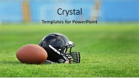  Presentation with football field - Cool new slides with helmet with ball on field backdrop and a light blue colored foreground