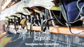  Presentation with fire - Audience pleasing PPT theme consisting of helmets and uniforms in arsenal backdrop and a ocean colored foreground