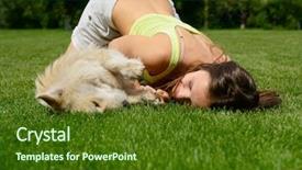  Presentation with happy young student girl holding - PPT theme featuring helminth - beautiful young happy laugh girl background and a tawny brown colored foreground