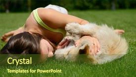  Presentation with live love laugh - Colorful presentation design enhanced with helminth - beautiful young happy laugh girl backdrop and a tawny brown colored foreground