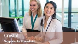  Presentation with help-desk - Presentation theme having help desk in airport background and a  colored foreground