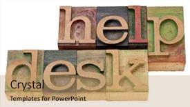  Presentation with help desk - PPT theme with help-desk-isolated-words background and a coral colored foreground